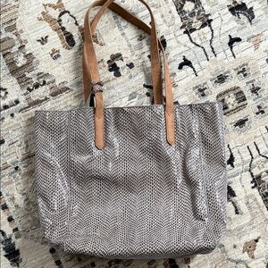 Snakeskin Gray and Tan Tote Bag
